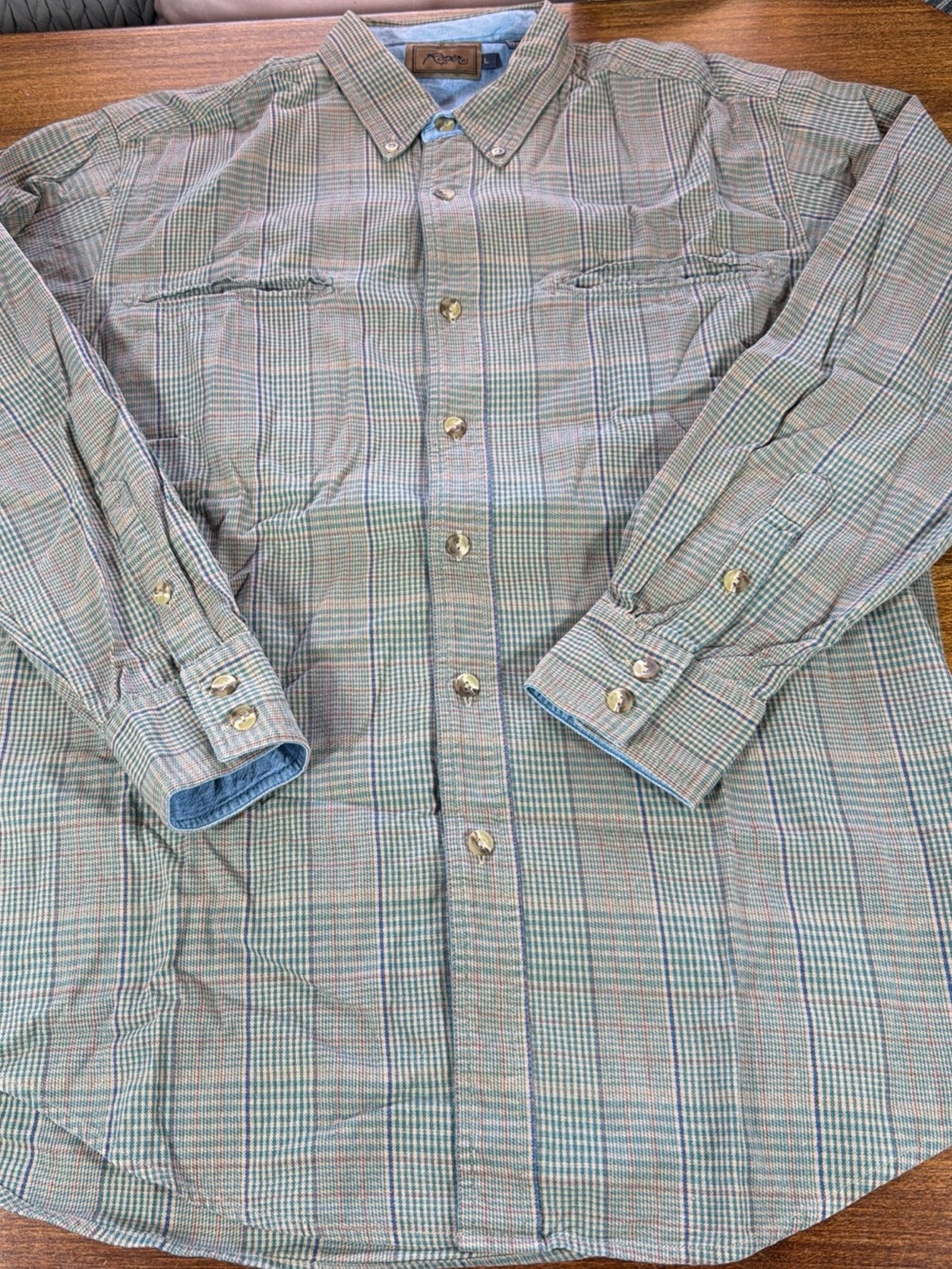 Vintage Roper Classic Plaid Button-Down Shirt - Sage Green